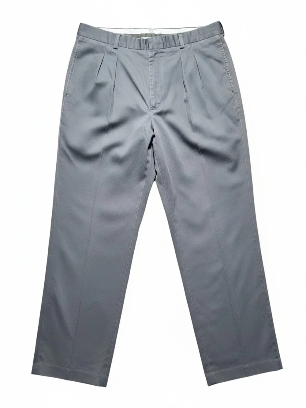 L.L.Bean Mens 36 Gray Pleated Dress Pants 100% Cotton Classic Slacks USA Fit